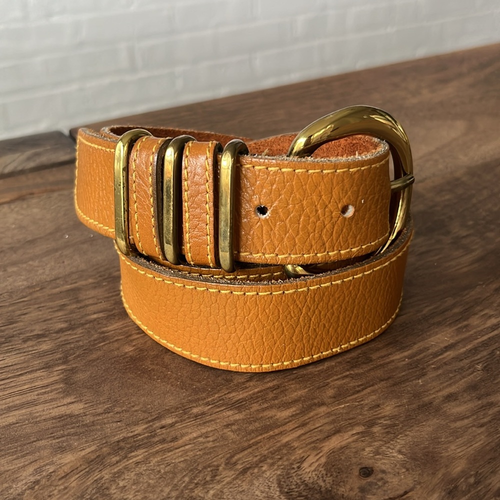 Talbots Classics size L Vintage Leather and Brass Belt EUC